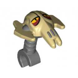 Minifigure, Head Modified SW General Grievous (Clone Wars) Tan Pattern : {тъмно каменно сив}