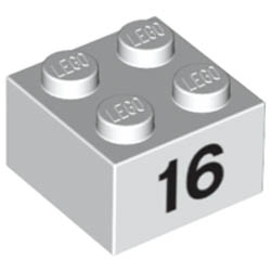 Тухличка 2X2 - 16 : {бял}