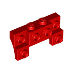 Brick, Modified 2 x 4 - 1 x 4 with 2 Recessed Studs and Thin Side Arches: {ярко червен}