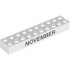 Brick 2 x 10 with Black 'NOVEMBER' and 'DECEMBER' Pattern on opposite sides : {бял}