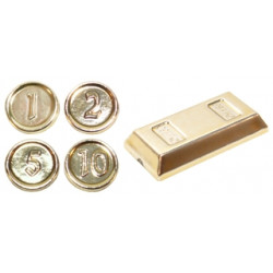 Minifigure, Utensil Coins and Ingot / Bar, 5 in Bag (Multipack) : {хромирано златист}
