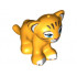 Lion / Tiger, Friends / Elves, Cub with Medium Azure Eyes, Dark Pink Nose and Dark Brown Stripes Pattern (Rajah): {огнено жълто-оранжев}