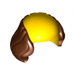 Minifigure, Hair Male Bald Top with Reddish Brown Hair Pattern: {ярко жълт}