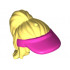 Mini Doll, Hair Combo, Hair with Hat, Long Ponytail, Side Bangs, Hole on Top with Dark Pink Sun Visor Pattern: {студено жълт}