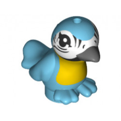 Bird, Friends / Elves with Bright Light Orange Chest, Black Eyes and Dark Bluish Gray Beak Pattern: {умерено небесносин}