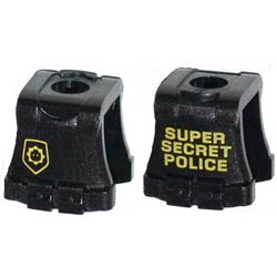 Minifigure, Vest Body Armor with Minifigure Head Badge and 'SUPER SECRET POLICE' Pattern: {черен}