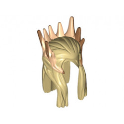 Minifigure, Hair Long with Medium Nougat Spikes and Light Nougat Elf Ears Pattern: {тухлено жълт}