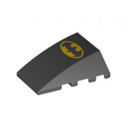 Wedge 4 x 4 No Studs with Large Batman Logo Pattern (Printed): {черен}