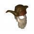 Minifigure, Hair Combo, Hair with Hat, Bushy with Beard Long with White at Temples and Hat with 3 Flaps Pattern: {пясъчно жълт}