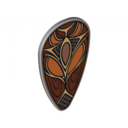 Minifigure, Shield Ovoid with Dark Orange, Dark Brown and Gold Pattern: {умерено каменно сив}