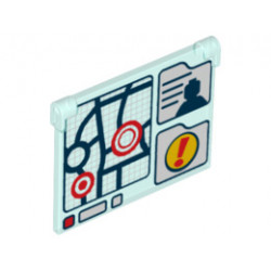 Glass for Window 1 x 4 x 3 - Opening with Map, Minifigure Silhouette and Exclamation Mark Pattern: {прозрачно светло син}