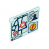 Glass for Window 1 x 4 x 3 - Opening with Map, Minifigure Silhouette and Exclamation Mark Pattern: {прозрачно светло син}