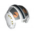Minifigure, Headgear Helmet SW Rebel Pilot with Flat Silver Rectangles, Medium Nougat and Black Circles Pattern: {бял}