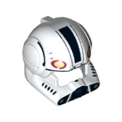 Minifigure, Headgear Helmet SW Clone Pilot with Open Visor and Black and Tan Markings Pattern : {бял}