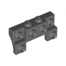 Brick, Modified 2 x 4 - 1 x 4 with 2 Recessed Studs and Thin Side Arches: {тъмно каменно сив}