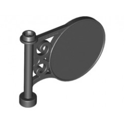 Road Sign Round on Pole: {черен}