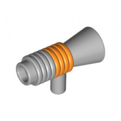 Minifigure, Utensil Loudhailer / Megaphone with Orange Stripe Pattern: {умерено каменно сив}