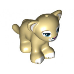 Lion / Tiger, Friends / Elves, Cub with Medium Azure Eyes, Dark Pink Nose and White Paws Pattern: {тухлено жълт}