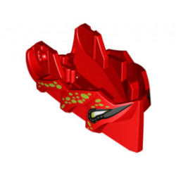 Hero Factory Creature Head, Jaw with Axle Hole with Black and White Eyes and Lime Spots Pattern: {ярко червен}