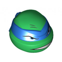 Minifigure, Head Modified Ninja Turtle with Blue Mask, Scowl and Scratches Pattern (Leonardo): {тъмно зелен}