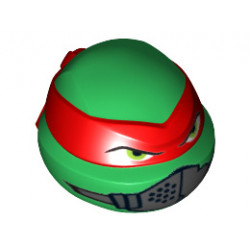 Minifigure, Head Modified Ninja Turtle with Red Mask and Mouth Muffle Pattern (Raphael): {тъмно зелен}