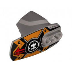 Hero Factory Armor with Ball Joint Socket - Size 5 with Red Arrows on Orange Background and Hero Factory Logo Pattern: {сребърно метален}