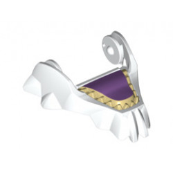 Large Figure Head Modified Chima Cat Lower Jaw with Teeth and Purple Tongue Pattern: {бял}