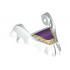 Large Figure Head Modified Chima Cat Lower Jaw with Teeth and Purple Tongue Pattern: {бял}