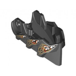 Hero Factory Creature Head, Jaw with Axle Hole with 12 White and Red Eyes and Gold Markings Pattern: {черен}