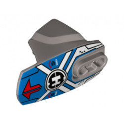Hero Factory Armor with Ball Joint Socket - Size 5 with Red Arrows, Blue on Blue Background and Hero Factory Logo Pattern: {сребърно метален}