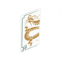 Glass for Window 1 x 4 x 6 with Dark Green Lines and Gold Dragon Head and Midsection on White Background Pattern: {прозрачен}