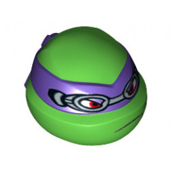 Minifigure, Head Modified Ninja Turtle with Dark Purple Mask and Goggles Pattern (Donatello): {ярко зелен}