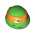 Minifigure, Head Modified Ninja Turtle with Orange Mask and Scowl Pattern (Michelangelo): {ярко зелен}