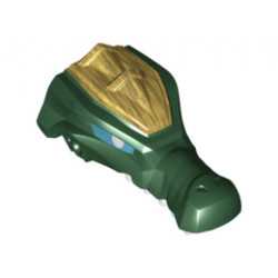 Large Figure Head Modified Chima Crocodile Upper Jaw with Teeth and Gold Armor Pattern: {земно зелен}
