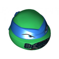 Minifigure, Head Modified Ninja Turtle with Blue Mask and Breathing Apparatus Pattern (Leonardo): {тъмно зелен}