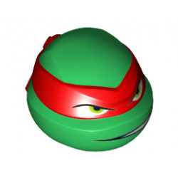 Minifigure, Head Modified Ninja Turtle with Red Mask and Teeth Showing on One Side Pattern (Raphael): {тъмно зелен}