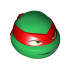 Minifigure, Head Modified Ninja Turtle with Red Mask and Teeth Showing on One Side Pattern (Raphael): {тъмно зелен}