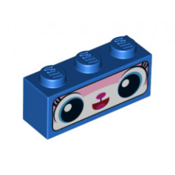 Brick 1 x 3 with Cat Face with Black Border Pattern (Astro Kitty): {ярко син}