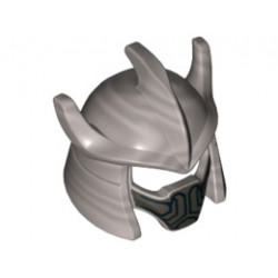 Minifigure, Headgear Helmet Trident Shaped with Face Mask with Black Lines Pattern: {сребърно метален}