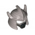 Minifigure, Headgear Helmet Trident Shaped with Face Mask with Black Lines Pattern: {сребърно метален}