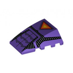Wedge 4 x 4 No Studs with Sentinel Yellow, Orange and Red Triangle and Black Stripe Trim Pattern: {светло виолетов}