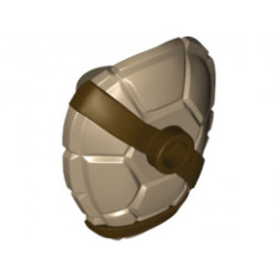 Minifigure, Turtle Shell with Stud with Dark Brown Horizontal and Diagonal Belt Pattern: {пясъчно жълт}