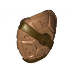Minifigure, Turtle Shell with Stud with Dark Brown Horizontal and Diagonal Belt and Dark Brown Markings Pattern: {умерен нуга}