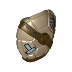 Minifigure, Turtle Shell with Stud with Dark Brown Horizontal and Diagonal Belt with Words 'Mikey was Here!' and Silver Patches Pattern : {пясъчно жълт}