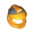 Minifigure, Headgear Helmet Space with Pipes and Mouth Grille with Control Panel and Dark Bluish Gray and Orange Markings Pattern: {огнено жълто-оранжев}