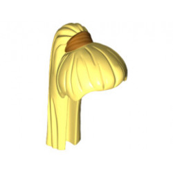 Minifigure, Hair Female Ponytail Long Straight with Gold Holder Pattern: {студено жълт}