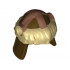 Minifigure, Headgear Helmet Barbarian with Tan Fur and Copper Markings Pattern: {тъмно кафяв}