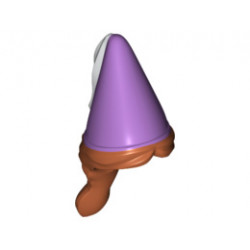 Minifigure, Hair Combo, Hair with Hat, Hair in Braid and Medium Lavender Cone with White Ribbon Pattern: {тъмно оранжев}