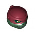 Minifigure, Head Modified Ninja Turtle Type 2 with Dark Red Mask, Headcovering and Teeth Pattern (Raphael): {земно зелен}