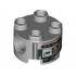 Brick, Round 2 x 2 with Pin Holes with Silver and Dark Orange Robot Pattern (C1-10P): {умерено каменно сив}